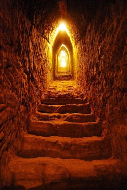 The tunnels of the Great Pyramid of Cholula, Puebla.