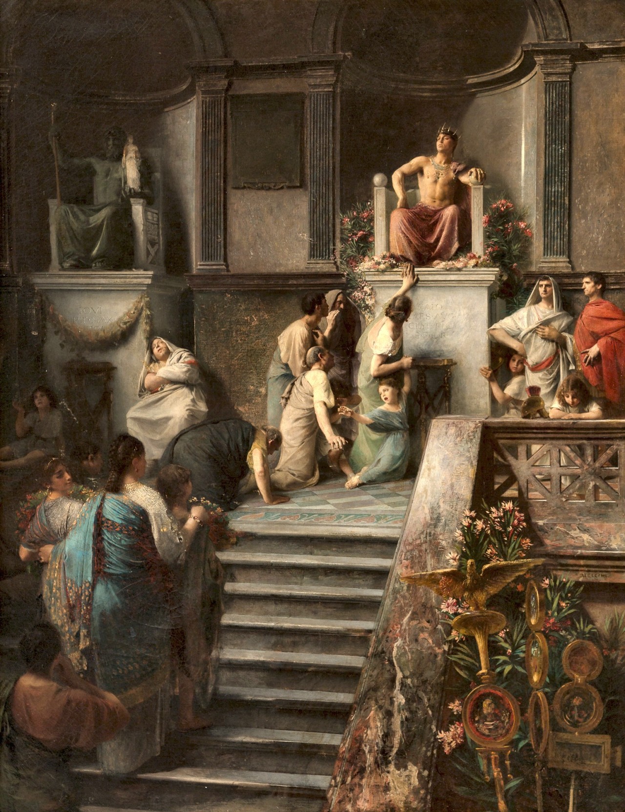 Émile Lévy (francia, 1826–1890) 1877-ben a nép imádatában kényeztető Caligula