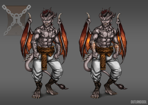  Commission completed of the client’s tiefling. This guy was a bit different from my usual pro