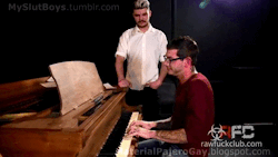 myslutboys:  PIANO TEACHER BAREBACKS THE NERD. . gifset part ½ exclusive GAY PORN GIF collection: http://myslutboys.tumblr.com/ http://stopthehivstigma.tumblr.com/ full video at: http://www.rawfuckclub.com/ 
