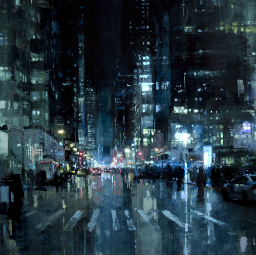 culturenlifestyle: Urban Cityscapes Blanketed In Light And Darkness As Oil Paintings Artist Jeremy 