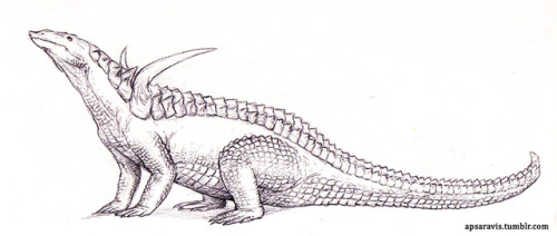 Desmatosuchus, pencil sketch colored in Photoshop.