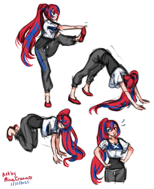 Warm up sketches of F!Alear doing warm up stretchesSupport me on Patreon