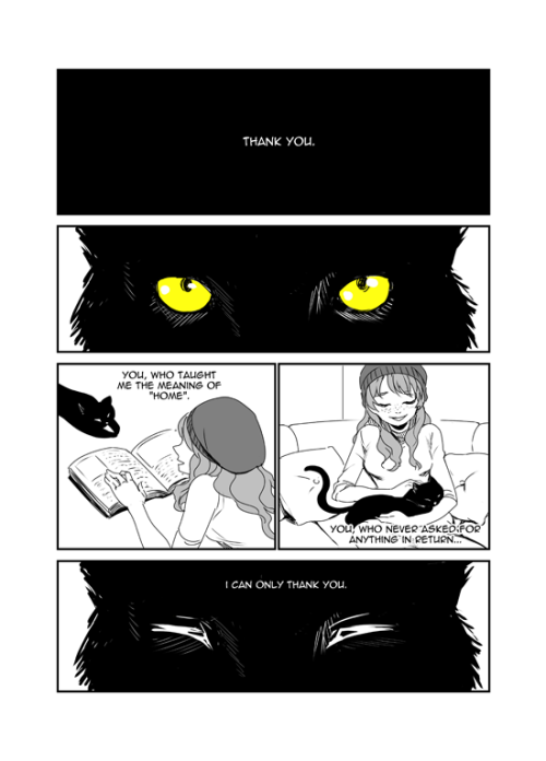 cybieandtykie:  darthstitch:  akimiya:  Intended to be read from left —-> right A very rough, short comic put together in 3-4 days because I wanted to experiment a little and practice drawing cats.. The original concept spawned from a thought that