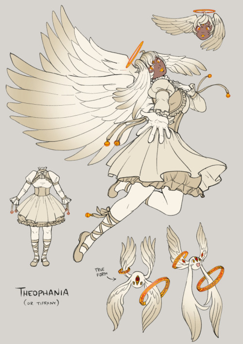 Theophania, an angel of joy. She’s kind of ditzy, clumsy, and dense when it comes to human nat