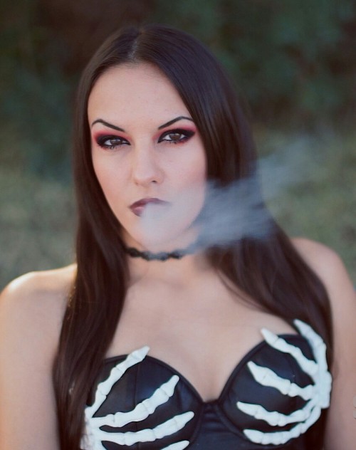 smoke-whores:  vipswsalta: al8675309:  More Jezebel from SheSmokes. Those eyes!!!  hot dark girl exhale smoke a cigarette!  Mmmmm… goth girls.