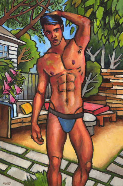 On the Patio, acrylic painting by Douglas Simonson (2015). Douglas Simonson websiteSimonso