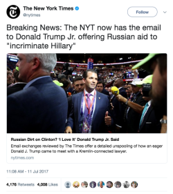 mediamattersforamerica:Donald Trump Jr. replied within minutes: “If it’s what you say I love it especially later in the summer.”