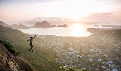 nubbsgalore:  photos by (click pic) tim kemple (previously featured) and scotty rogers of the moab monkeys slacklining three thousand feet above rio de janeiro (see also: previous brasil posts) 