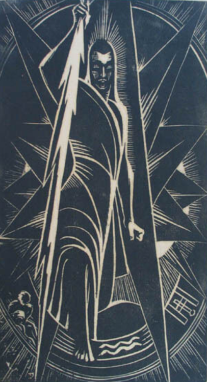 ein-bleistift-und-radiergummi: Emma Schlangenhausen Woodcuts, ca.1925 1. ‘Merkur.’ - 2. ‘Jupiter.’ -