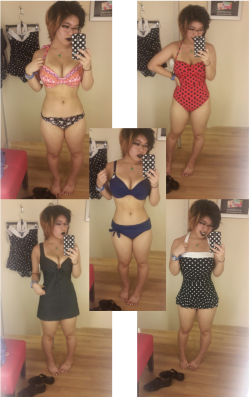 sumbityourbeauty:  nsfw blow - xoprincesskitten main - fuckyeahfangie I was trying on swim suits. I ended up getting the polka dot one! :D 