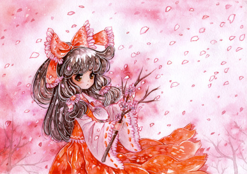 Sakura Reimu ~ ✨–– ☆ ––Tools:Watercolor PentelWatercolor Schmincke HoradamWatercolor paperWaterbrush