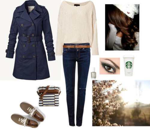 Cozy fall day. by jennlikesclothes featuring autumn home decor ❤ liked on Polyvore
Rag Bone cotton shirt / Fat Face blue trench coat, $130 / Pull&Bear skinny leg jeans, $43 / Kelly Katie courier bag / Dorothy Perkins tan belt / Keds Men’s Champion...