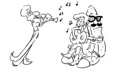 fakesuepisodes:  a-est:  A special crossover request from my artist friend Adam.Maybe they are singing “Under The Sea”   I will pretty much always reblog art of Lurleen Lazuli.