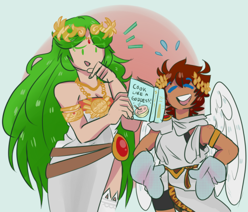 s0bk: Happy icarusmas @albastrix !!! you asked for a family moment between palutena and pit and th