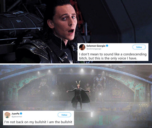 livebloggingmydescentintomadness:tweet meme: loki edition, part 2 (part one)