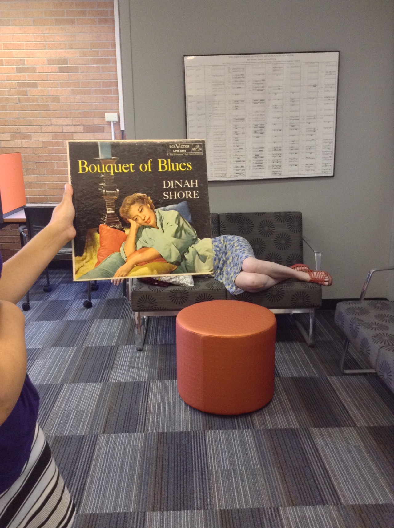 librarysleevefacing:  Dinah Shore might be feeling the blues, but after lounging