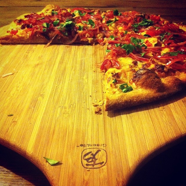 A new take on buffalo chicken pizza.