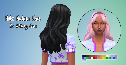 kittsims:Sims 4 Miiko Michiru Hair (+ headband version) - The Witching Hour Recolour (Override) Hell