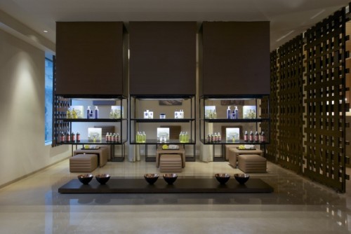 {My favourite part of this day spa are those entrances to the treatment rooms - first photo. Designe