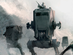 tiefighters:  SW Vehicles: AT-ST The All Terrain Scout Transport (AT-ST) was a bipedal walker used by the Galactic Republic during the late Clone Wars and, later and more extensively, the Galactic Empire during the Galactic Civil War. Colloquially known