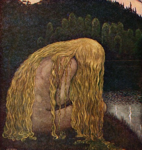 the-evil-clergyman:  The Swan Maiden, from Among Gnomes and Trolls No. 2 by John Bauer (1908)