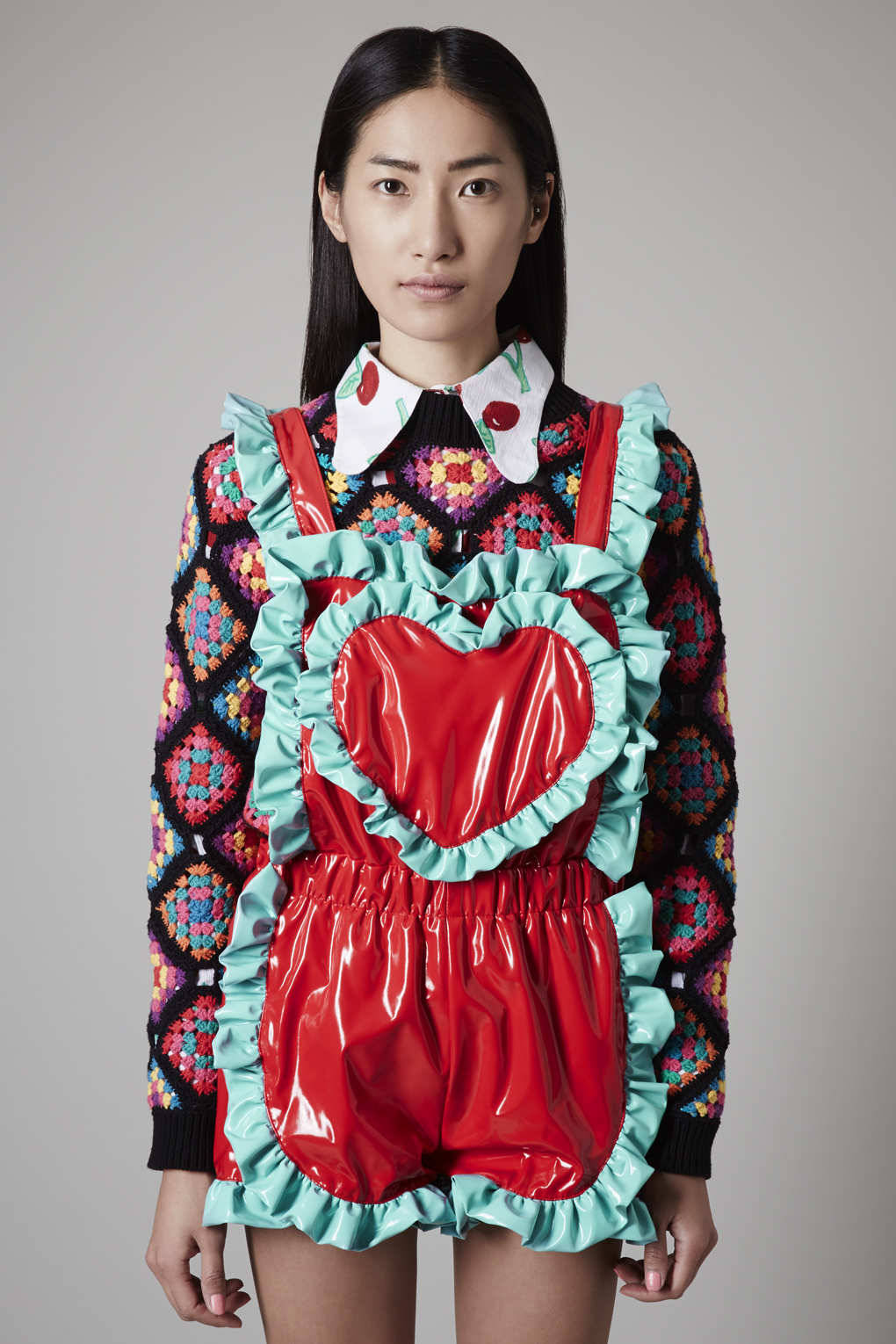 Red PVC Frill Playsuit by Meadham Kirchhoff To be used for my upcoming German language