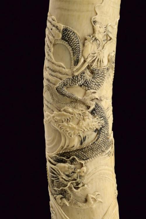 Ornate carved ivory Japanese tanto, 19th century.from Czerny’s International Auction House