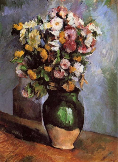 Still Life with Flowers in an Olive Jar  -  Paul Cezanne 1879-80French 1839-1906oil on canvas , 52 c