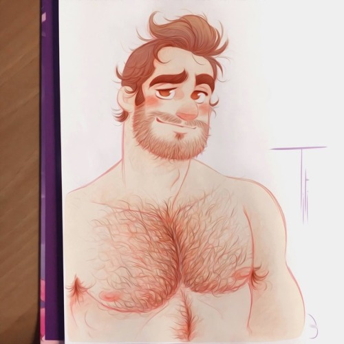 davidgilson:C'est amusant de voir ce qu'on peut faire à partir d'une photo pourrie : en l'occurrence, un dessin du tonton sexy de Bichon dans un album que j'ai dédicacé et que j'ai bidouillé sur Photoshop avant de lui “lustrer le poil” grâce