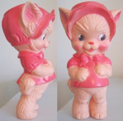 vintagetoyarchive: SUN: 1960s Smiling PINK KITTEN Rubber Squeak