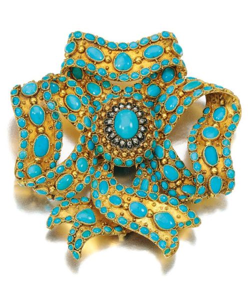 heybudz: Gold, turquoise and diamond brooch, Mid 19th Century – Sotheby’s