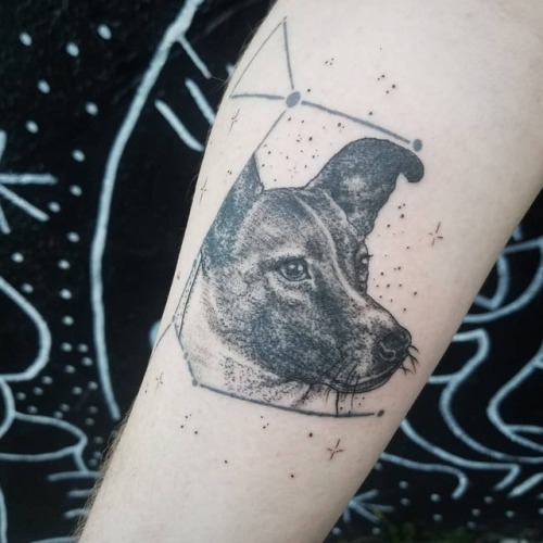 A little stipple pupper for @ohthatsarabellum from yesterday at @goldclubelectrictattoo. Laika was a