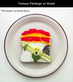 tastefullyoffensive:  Famous Paintings on Bread by Ida FroskPreviously: Unuseful Everyday Objects 