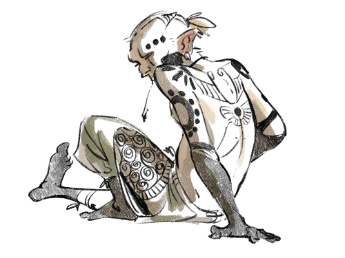 sothasil:each time I draw Ishma I try to find a pose that shows off as many tattoos as possible so h