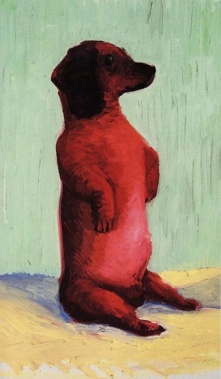 saigyohoshi: bluart106: David Hockney, Dog Painting , 1995 fat bitch