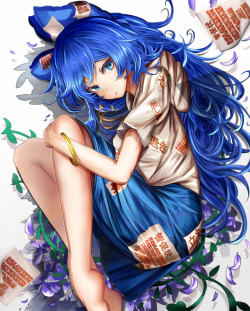 Anime girl Shion Yorigami: Touhou Project anime fan art [Artist: Houdukixx]