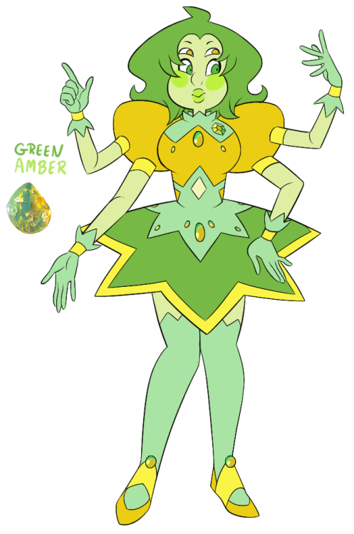 jigokuhana:  FUSION CALL - GREEN AMBERGreen Amber for conquistaador‘s Citrine.(Part 2 of your fusion request. Sorry I took a while. X_X)