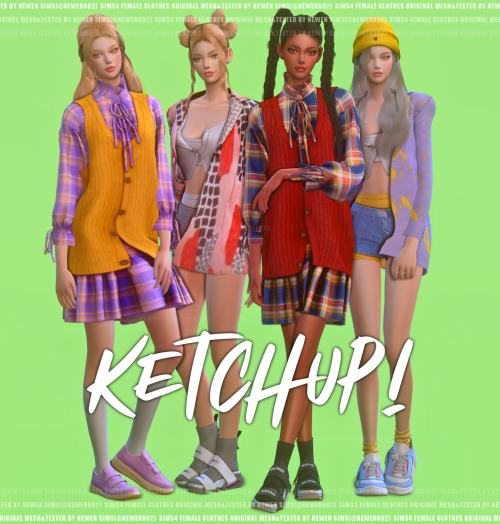 Set Series  [ Ketchup! ] set - FemaleKetchup-Layered jacket 30 swatchKetchup-Layered shorts 10 swatc