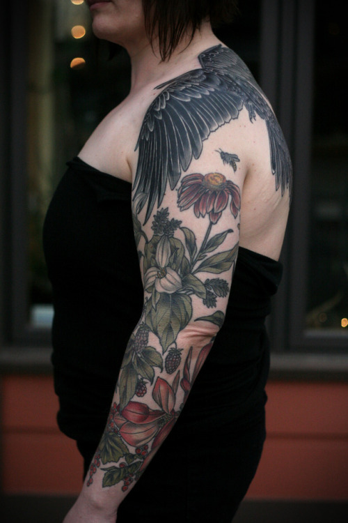 Finished this big raven coverup at the top of Sarah’s arm (all by me) today. Thank you so much