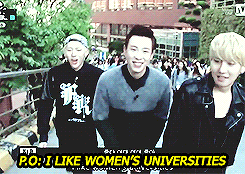 buckw1lds:  shows how much zico and pyo likes women universities (¬‿¬) 