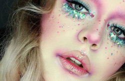 snootyfoxfashion:  Pink Mermaid Glitter Face