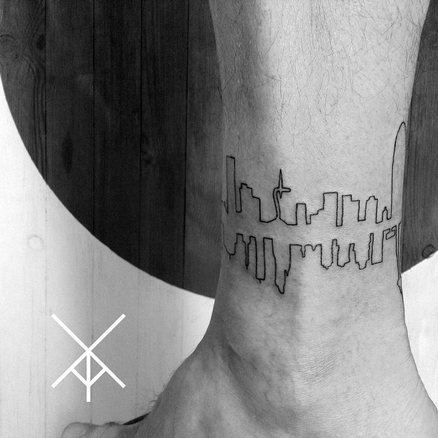 adriadeyzaguirre:  Tiny skylines of Barcelona and Berlin for Pep. Done at my private