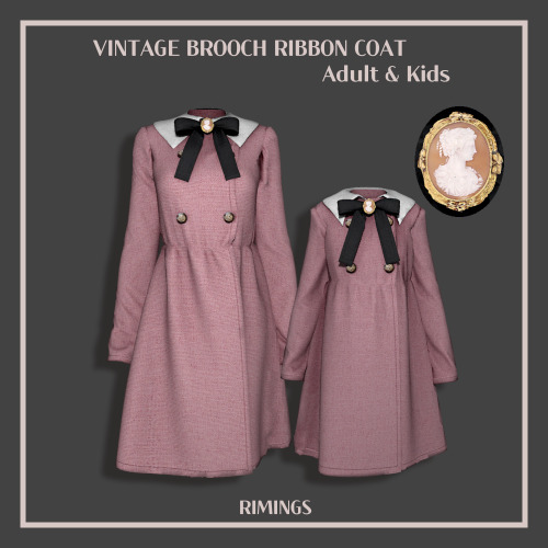 [RIMINGS] Vintage Brooch Ribbon Coat _FA &amp; FK - FULL BODY 2 ( F ADULT &amp; KIDS )- NEW 