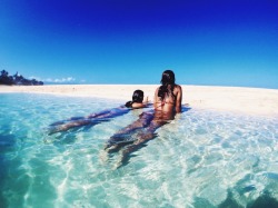 brooklynhawaii:  Guess you could say this sandbar has been spoiling us for the last few weeks … Malia and I  Xx 