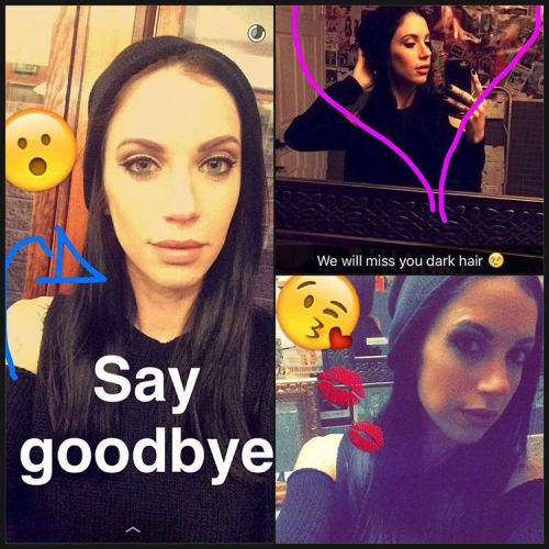 Check out my snapchat ! Jlw352 It&rsquo;s happening today ! Goodbye to being a brunette !!