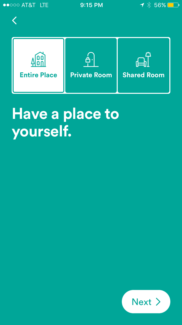buttons on Airbnb