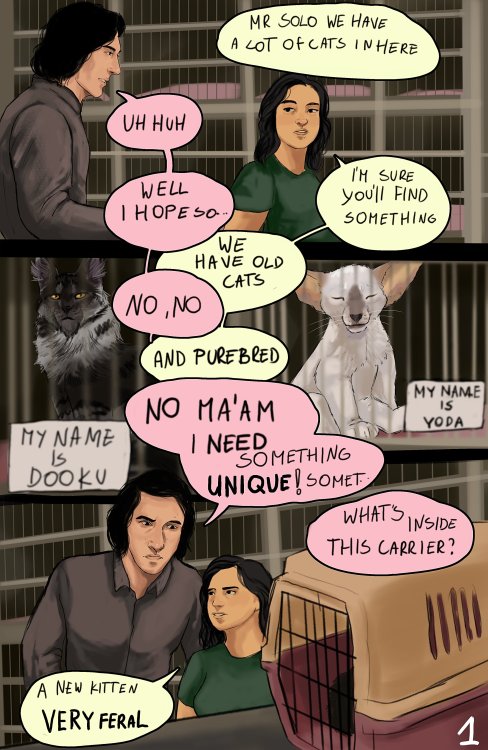 Reylo comic ‘Love Is Blind’ but Rey is a catmy twitter: @WRD_tlaft