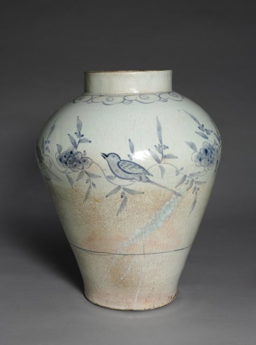 Jar with Bird and Flower Decoration, 1700s, Cleveland Museum of Art: Korean ArtSize: Outer diameter: