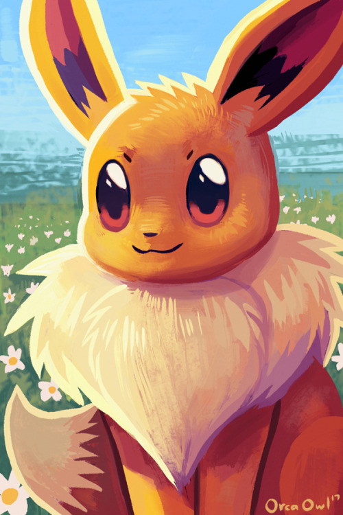 orcaowlart:Eevee, to add to my eeveelution print set! Prints of this are available on my etsy: https